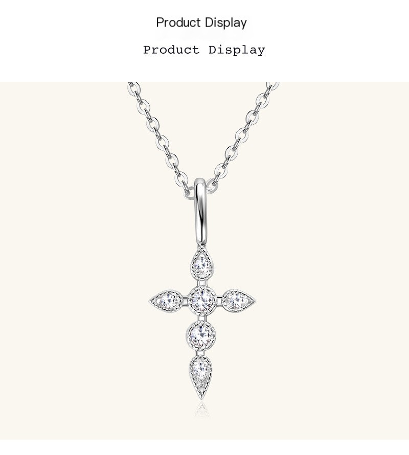 Moissanite Cross Pendant Necklace 8