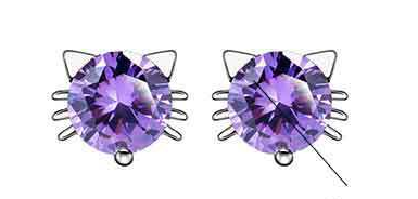Cat Spirit Stud Earrings Purple