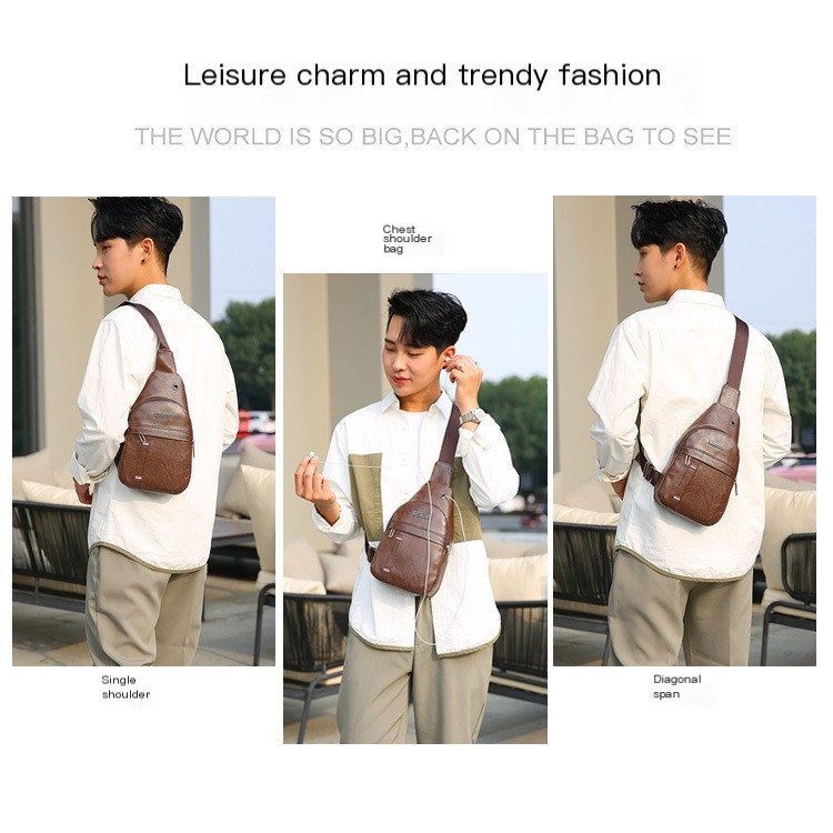Men's PU Chest Bag - Image 1