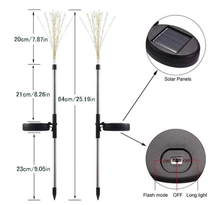 LED Solar Fireworks Lights Colored