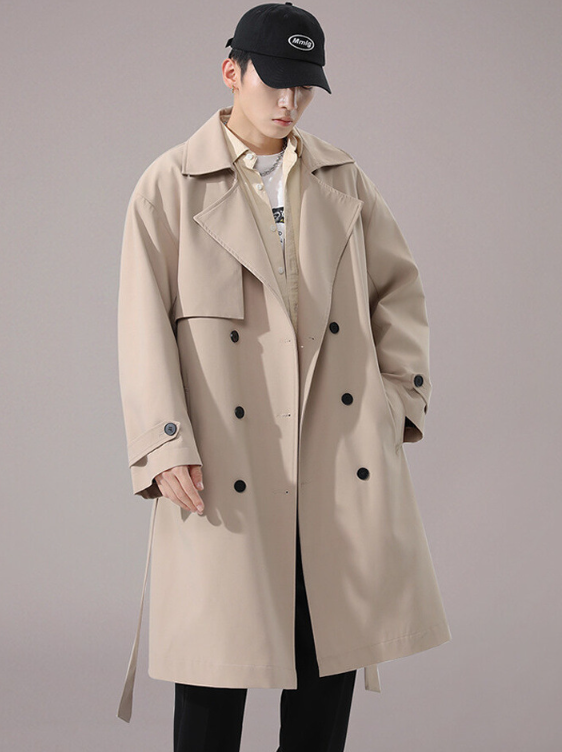 Men's Double Breasted Coat - Black