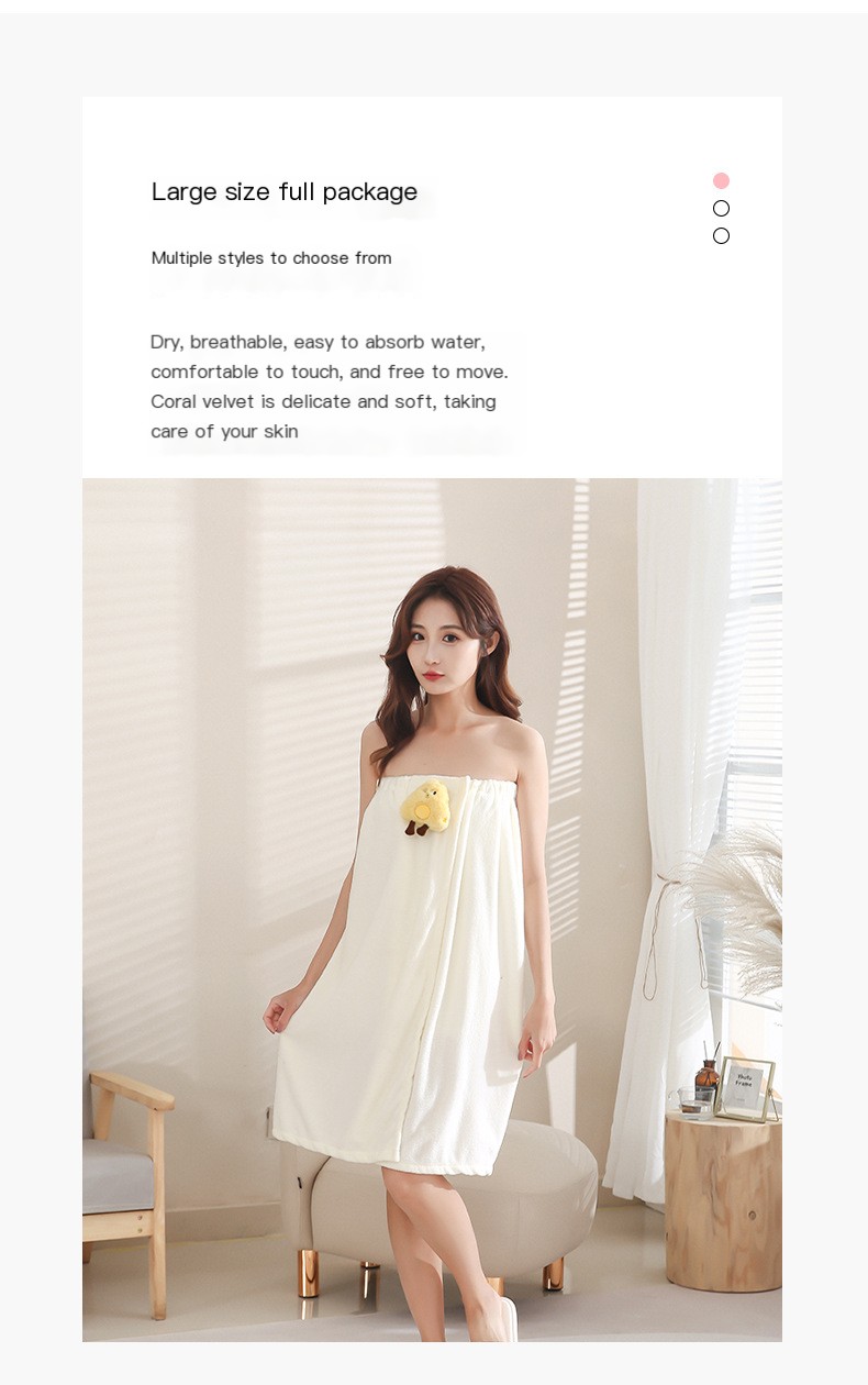 New Cheese Cloud Cartoon Bath Dress Coral Velvet Wearing Wrap Large Size Bath Towel Wrap Breast Water Absorbent Tube Dress
