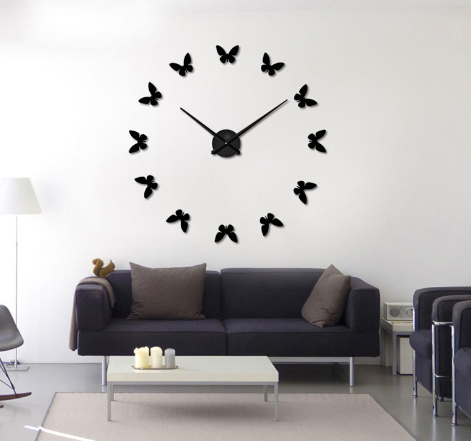 Butterfly Wall Clock Gold