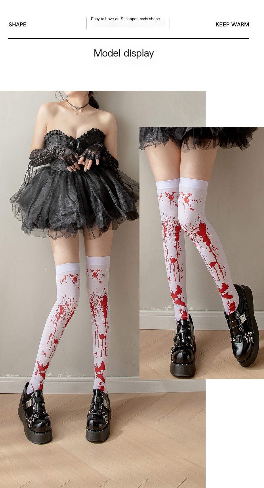 Blood Print Over-the-Knee Socks 3