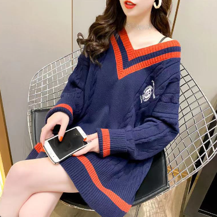 Dark Blue V-Neck Sweater