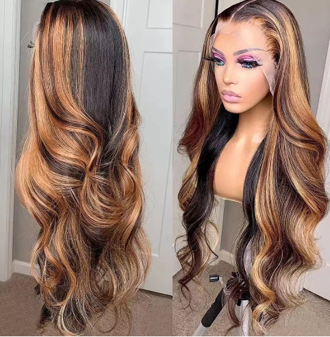 Warm honey blonde ombre loose wave Skin Melt HD Lace Ready to Wear 13*6 Lace Wig image