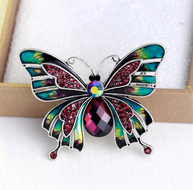 Flower and Bird Brooch - Butterfly Design 5