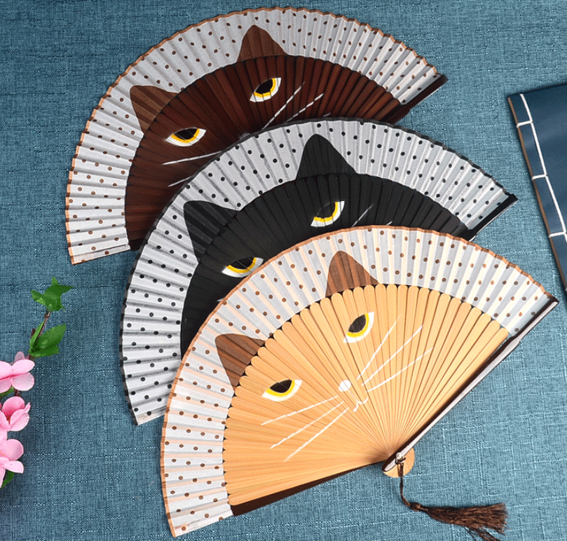 Foldable Bamboo Fan - Light Coffee Color