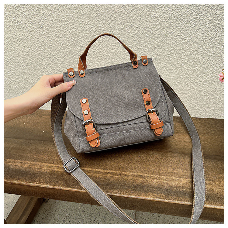 Retro British Style Canvas Crossbody Bag Red