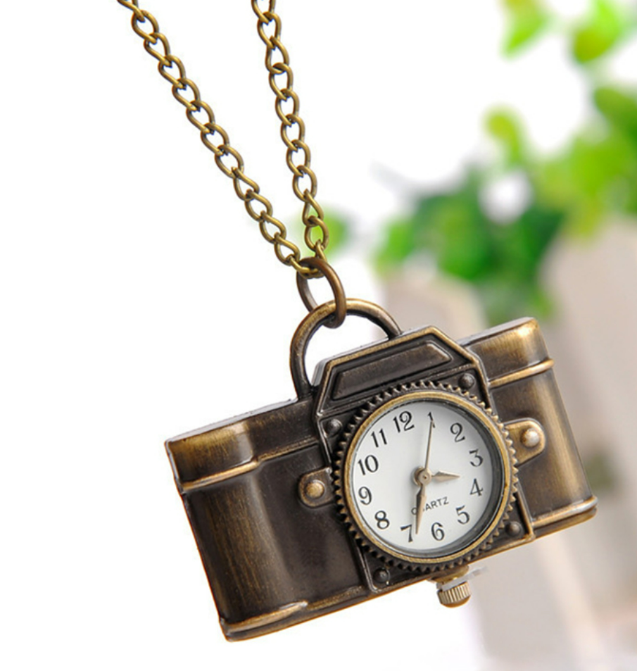 Vintage Camera Pocket Watch Necklace