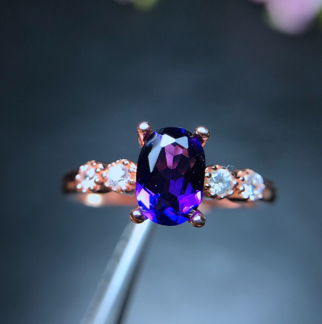 Anillo de amatista floral Imagen 1