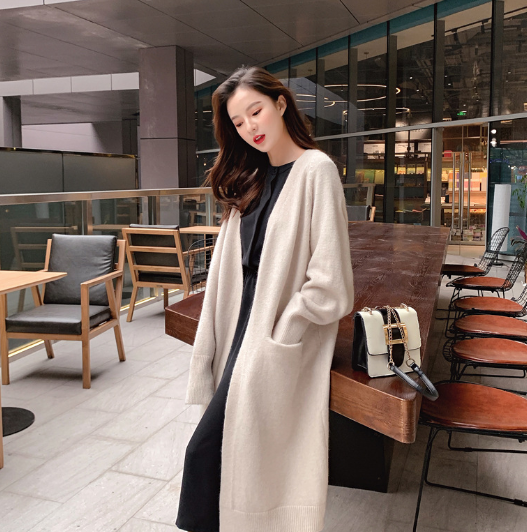 长款连帽毛衣针织外套 Off-white