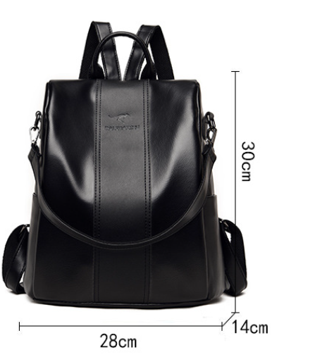 Anti-theft leather backpack