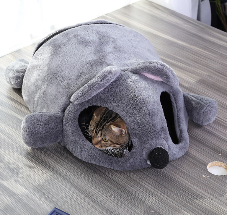 Grey Mouse Cat Bed Image 1