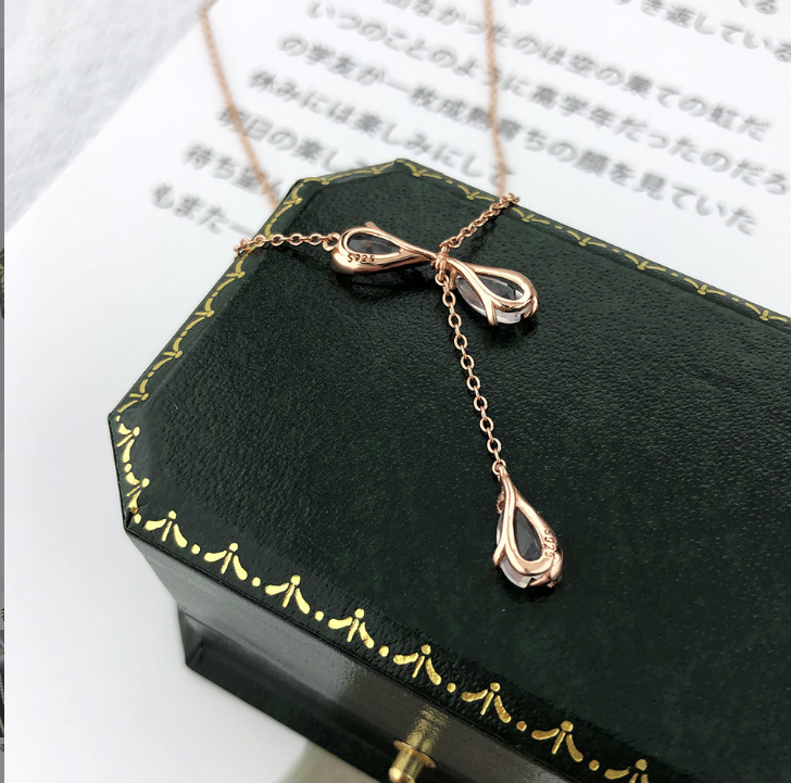 925 Silver Natural Pink Crystal Necklace