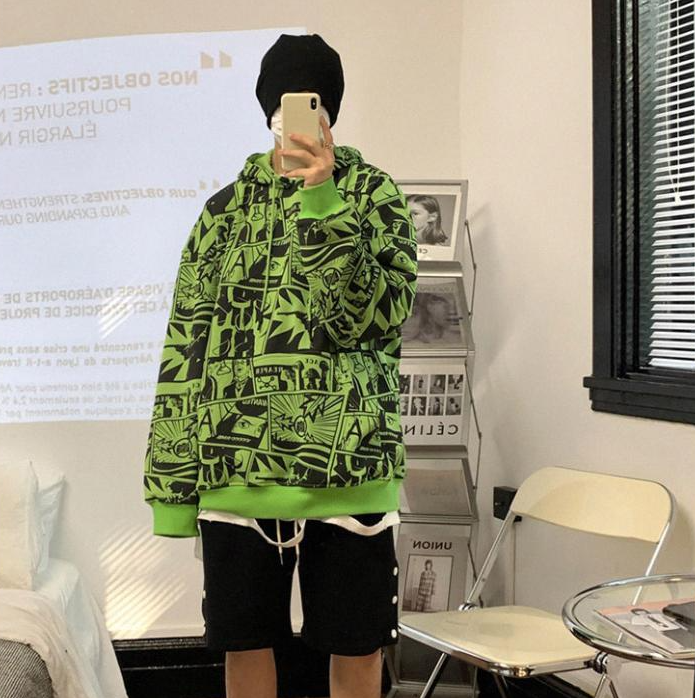Cartoon Print Hooded Jacket
