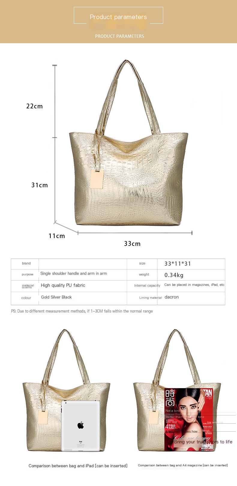 Crocodile Pattern Tote Bag