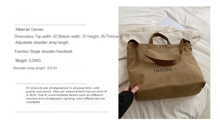 Canvas Letters Tote Bag