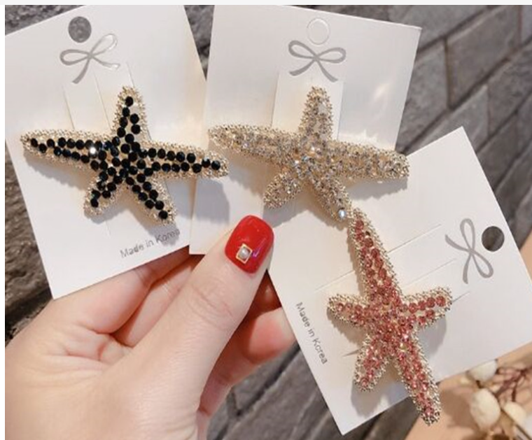 Violet Diamond-Studded Starfish Hair Clip