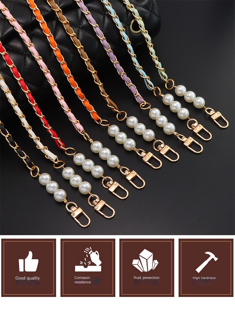 Finished Aluminum Chain Leather Pearl Bag with Mobile Phone Chain Bag Shoulder Strap Crossbody Pearl Chain Replacement Bag Chain