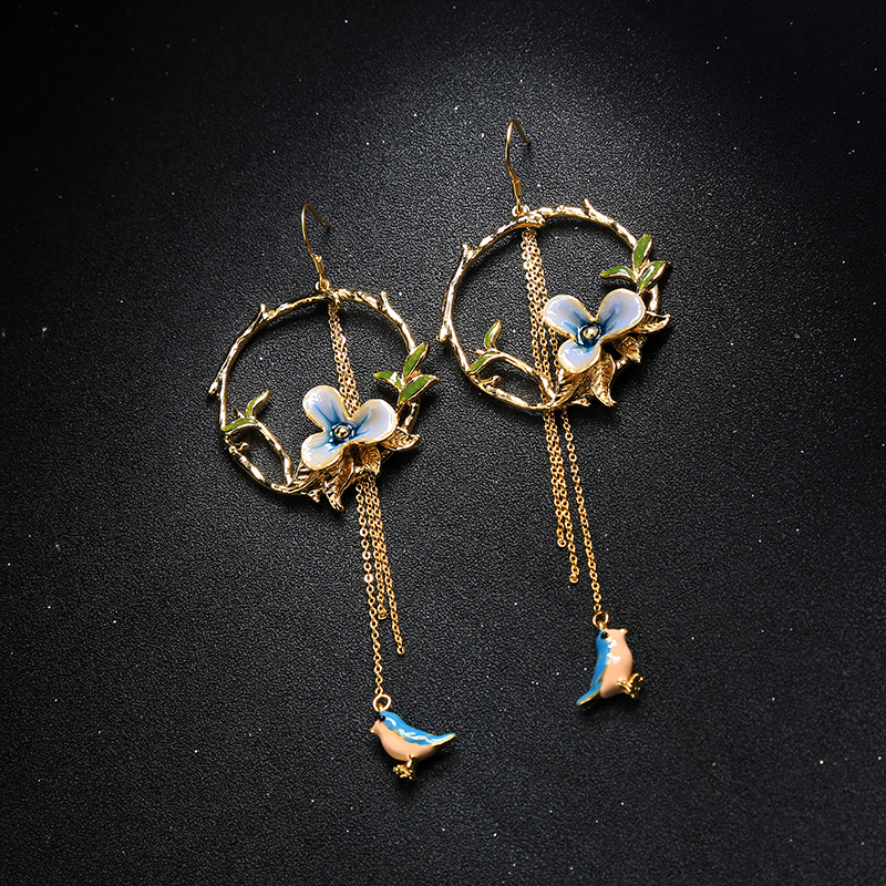 Flower Bird Earrings