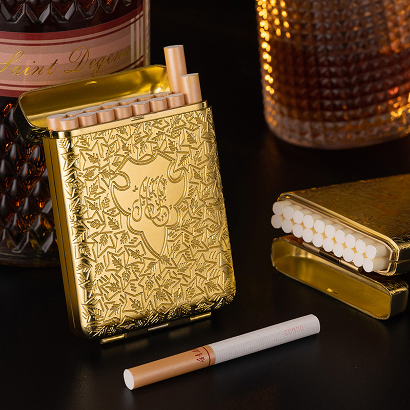 New Luxury Vintage Engraved Cigarette Case Holder Pocket Cigarette Storage Box For 16/20 Cigarettes Shelby Container image