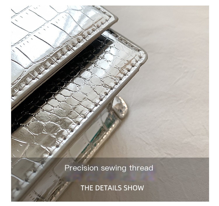 Crocodile Pattern Beaded Chain Crossbody Bag - 6