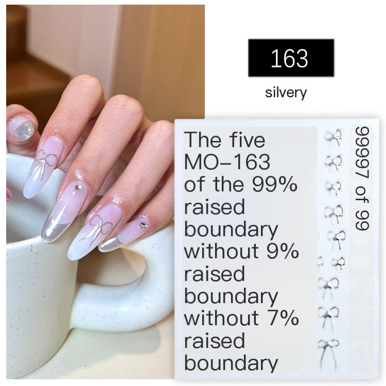 5D Relief Bow Nail Sticker Silver