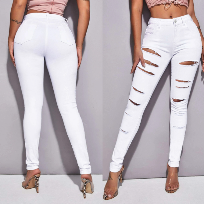 Dark Blue High Waist Skinny Jeans Image 3