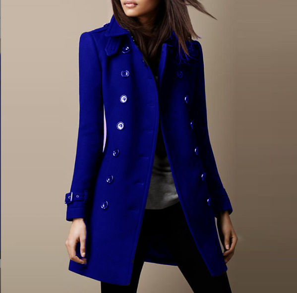Ladies Spring Long Jacket Wool Trench Coat Image 5