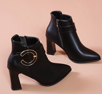 Brown High-Heeled Martin Boots