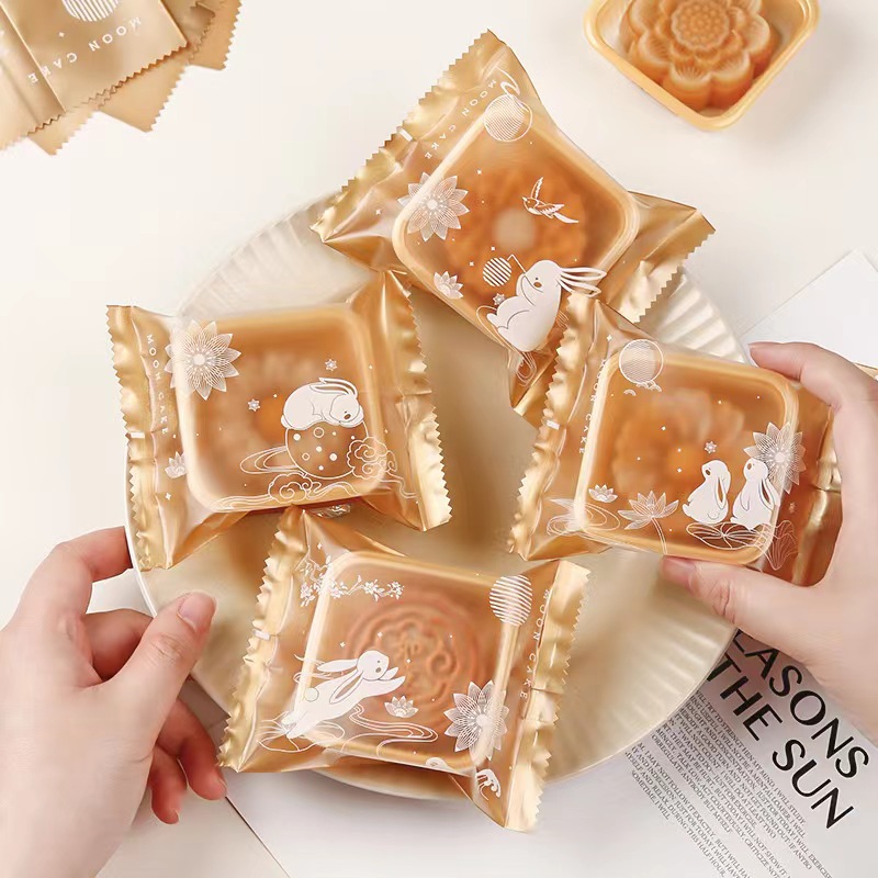 2022 New Mid-Autumn Moon Cake Packaging Bag Frosted Full Transparent Machine-sealed Bag Blister Box Moon Cake Holder Plastic Packaging Bag