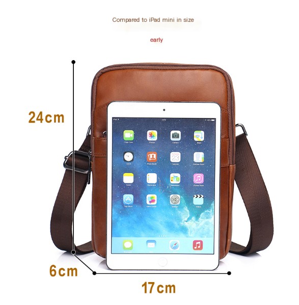 Red Brown Genuine Leather Men's Chest Bag