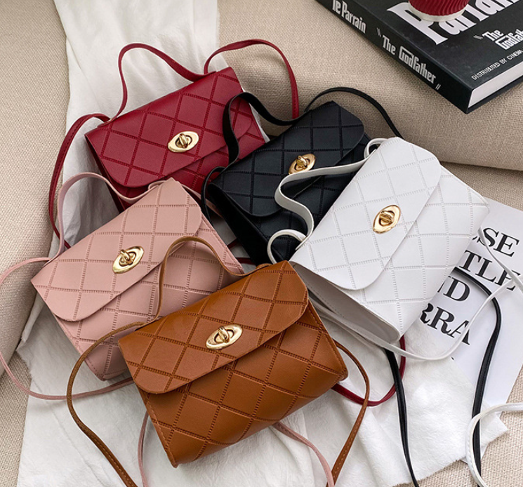 Rhombus Fashion Embossed Messenger Bag 2