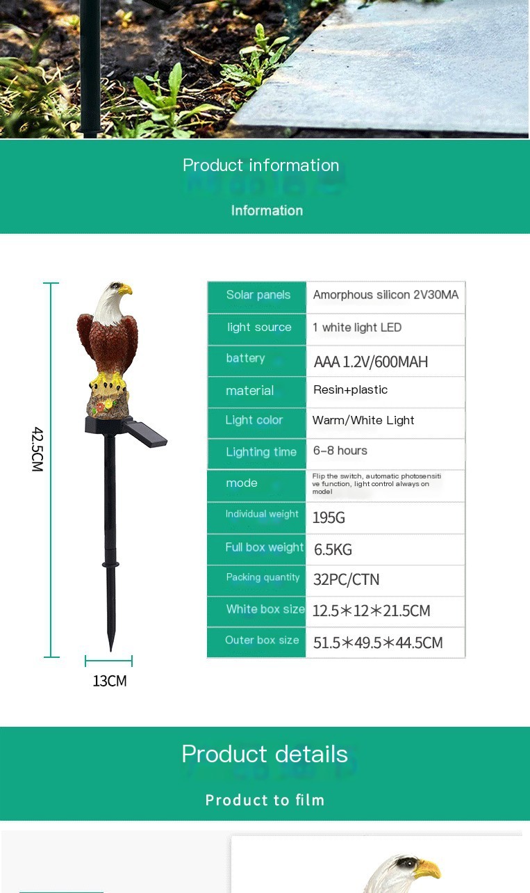 Solar Eagle Garden Light 2