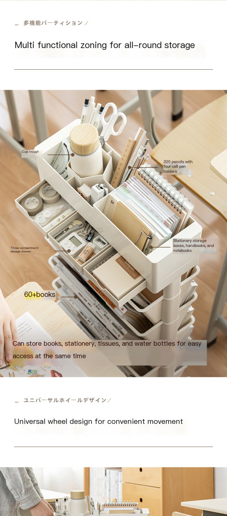 Movable Plastic Desk-side Bookshelf 3