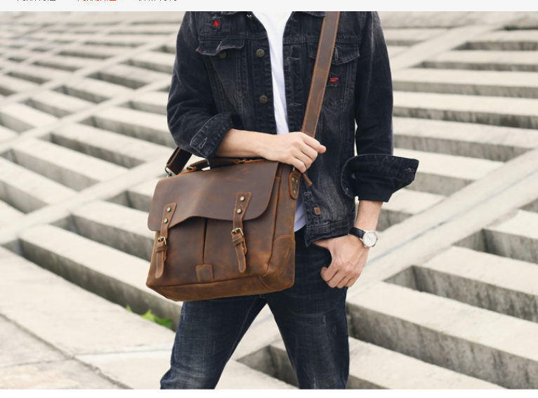 Leather Briefcase Side View