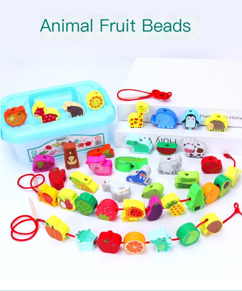 Wooden Animal Fruit Beads