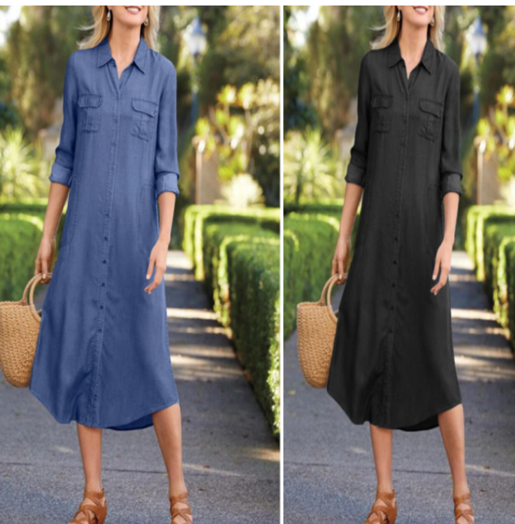 Denim Dress with Pockets