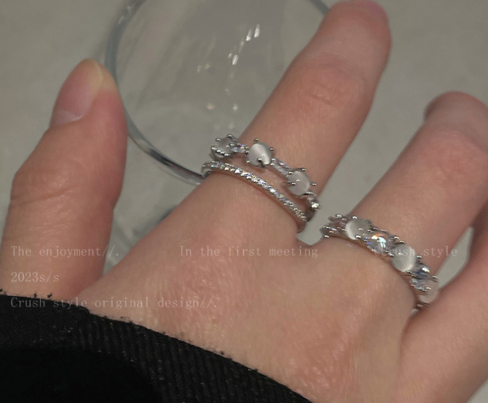 Geometric Moonstone Ring