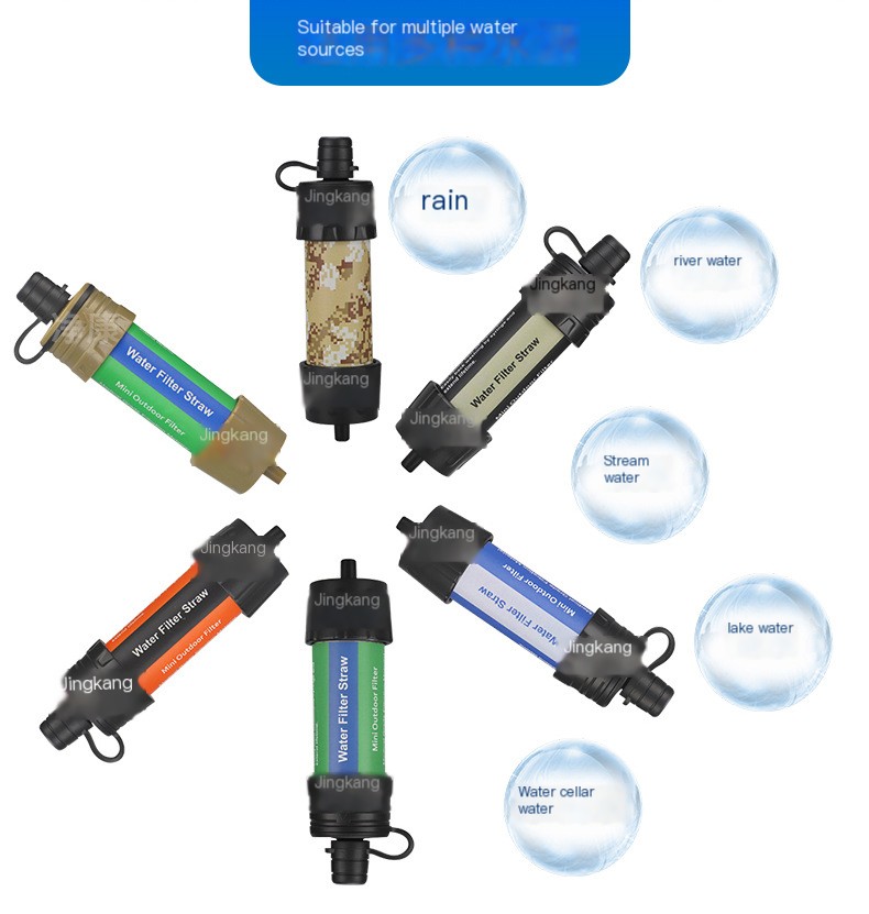 Water purification straw for outdoor use