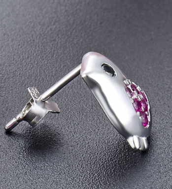 Close-up of Bird Stud Earrings
