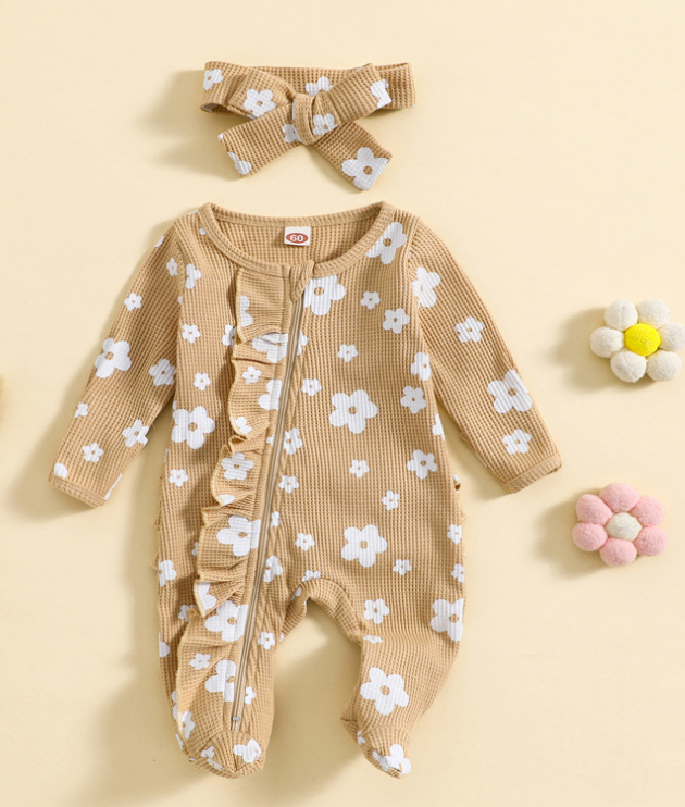 Printed Snowflake Pit Strip Long Sleeve Flying Jumpsuit Image 2