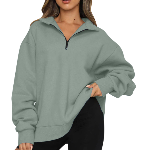 Casual Top Half Zipper Pullover Image 2