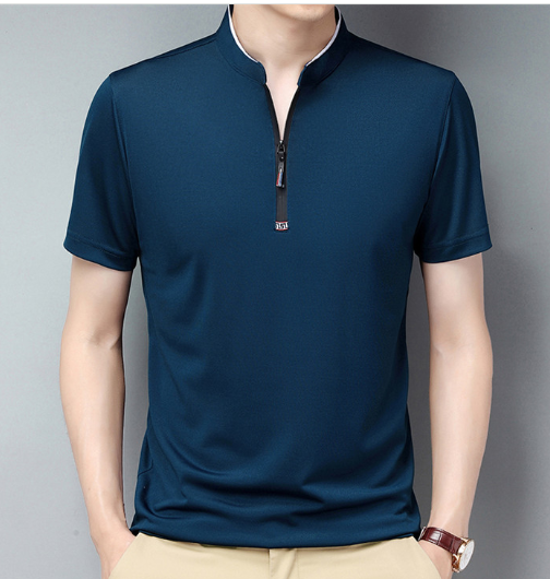 Men's Fixed Collar Zip T-Shirt 4