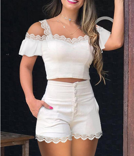 Off-Shoulder Lace Set Image 2