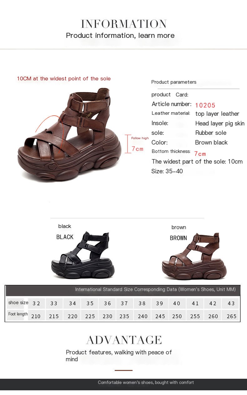 Roman style wedge sandals in black