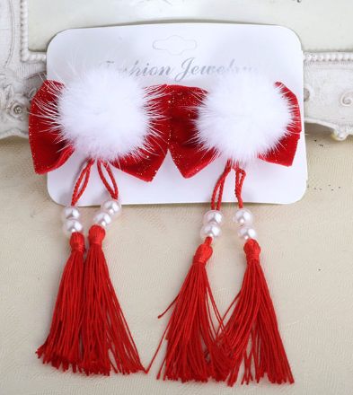 Fringed Hair Ball Hairpin Style E