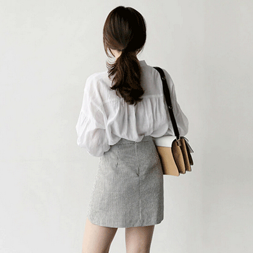 Women's Design Sense Houndstooth Irregular Skirt Image 1