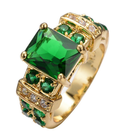 Anillo de Moda Rectangular de Obsidiana